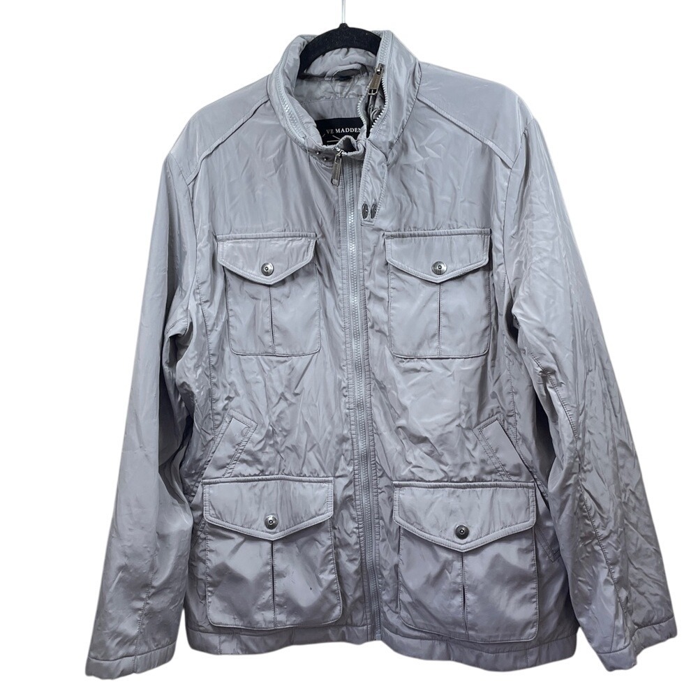 Steve Madden Mens Lightweight Gray Full Zip Utility Jacket Coat‎